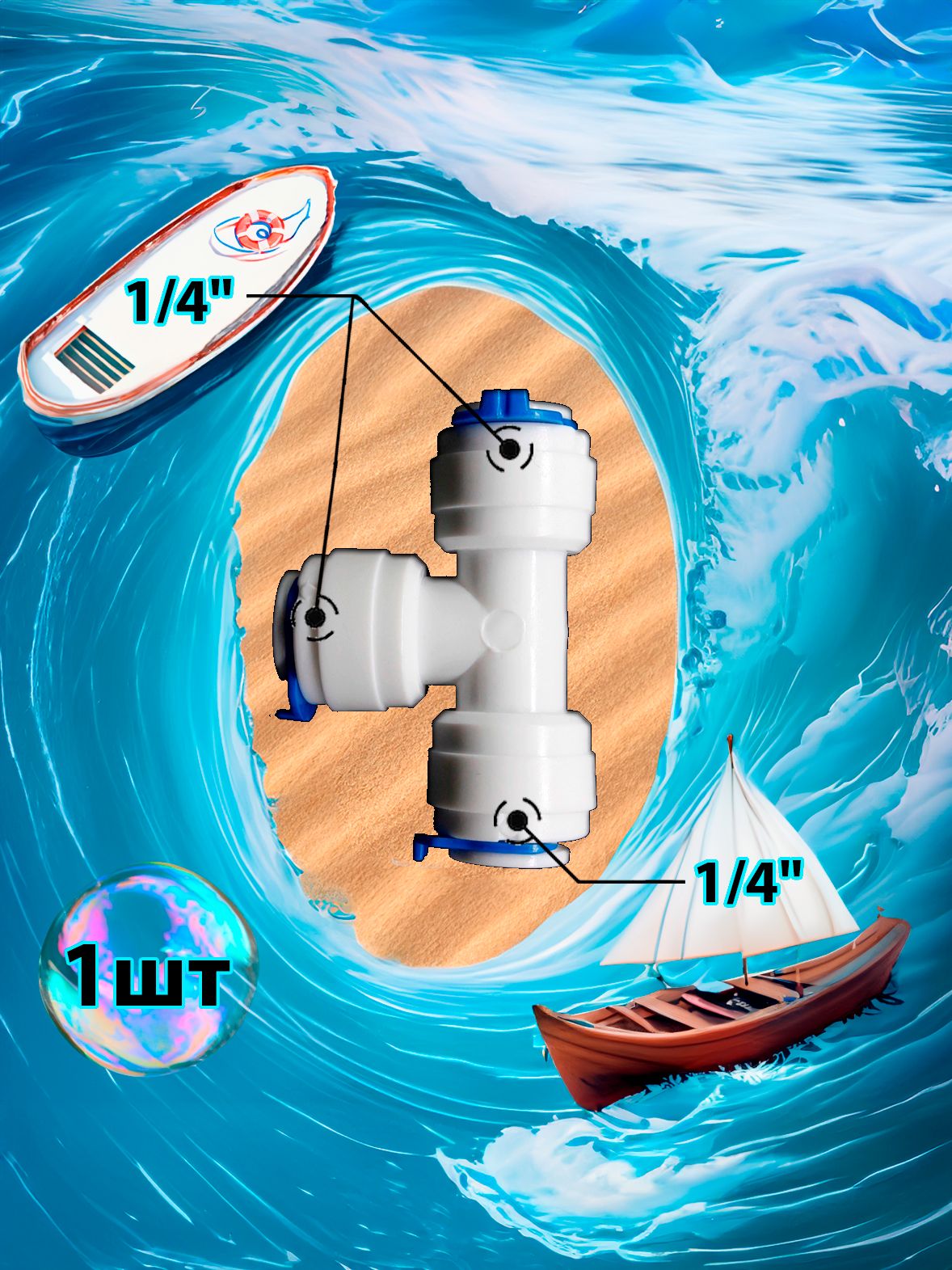 Фитинг тройник Т-образный 1/4