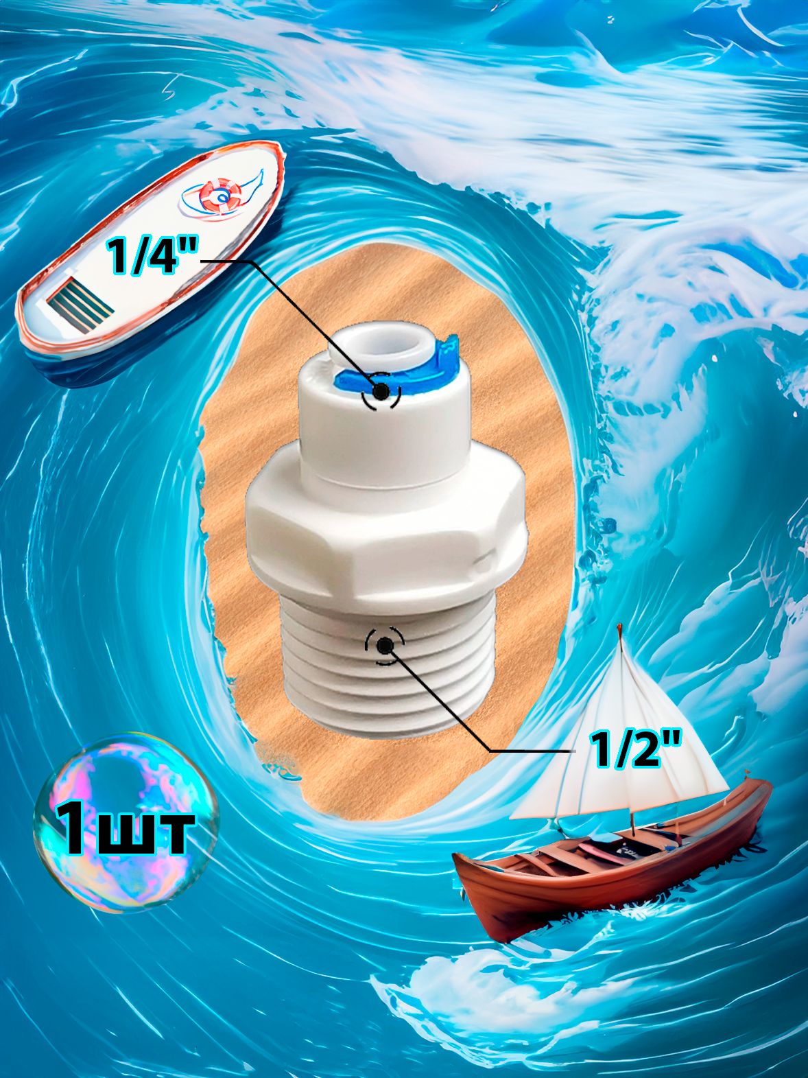 Фитинг переходник прямой 1/4