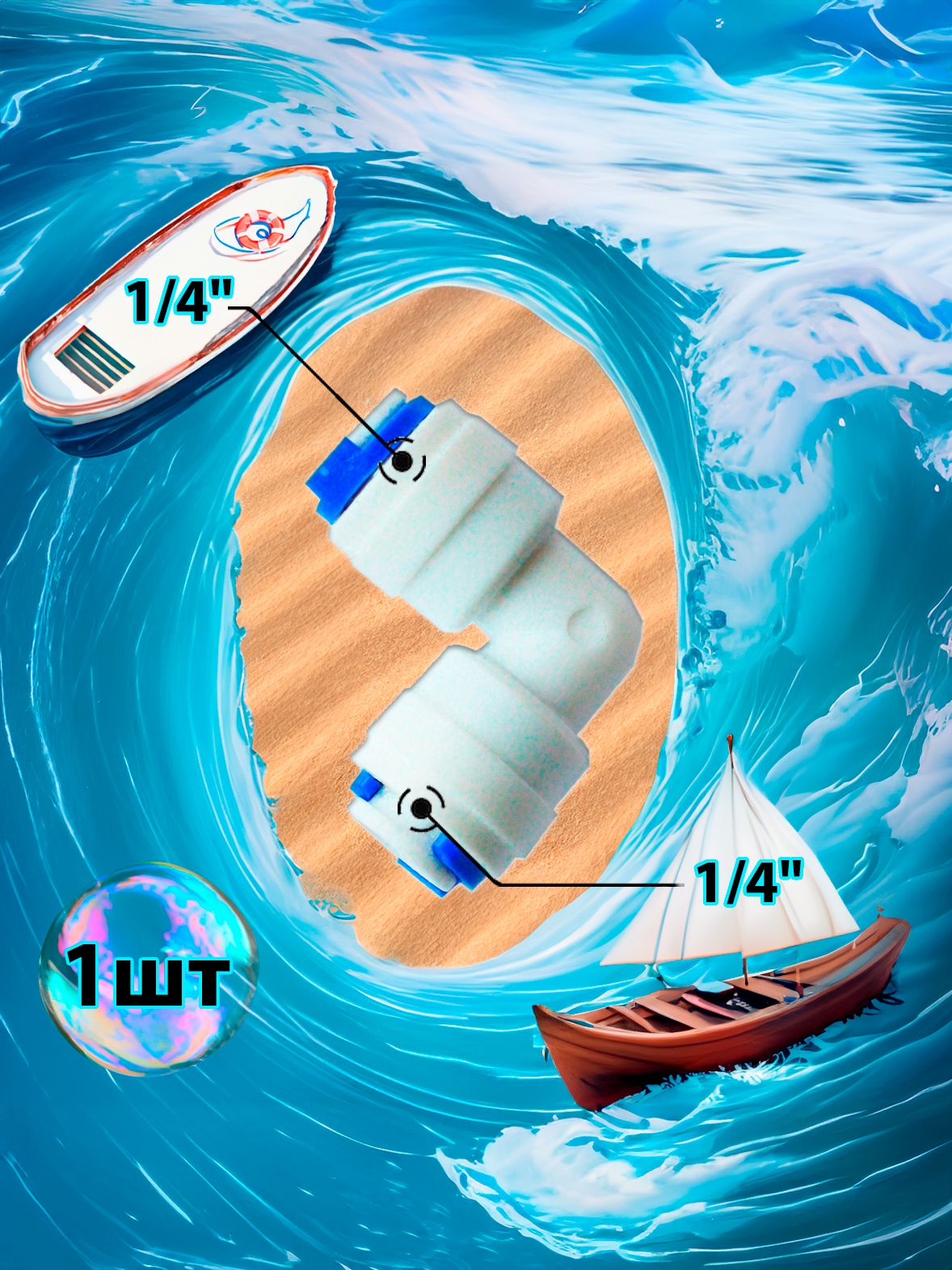 Фитинг переходник Г-образный угловой 1/4