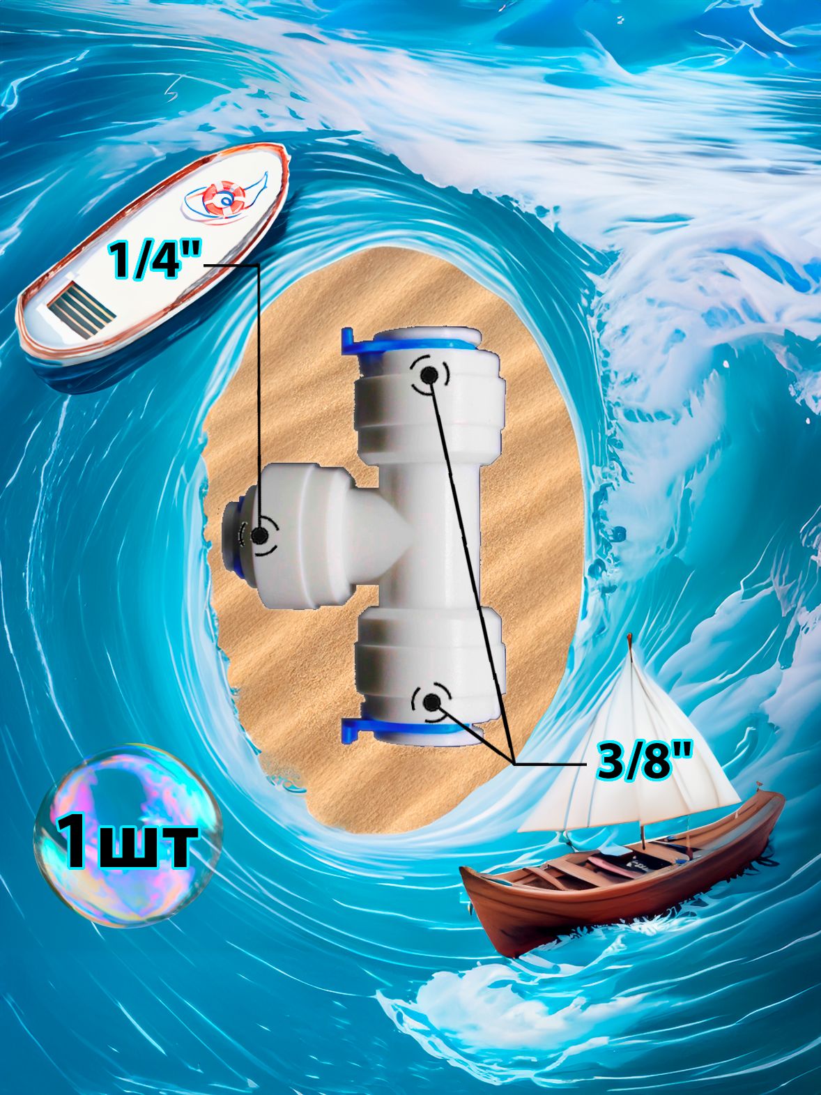 Фитинг тройник T-образный 3/8