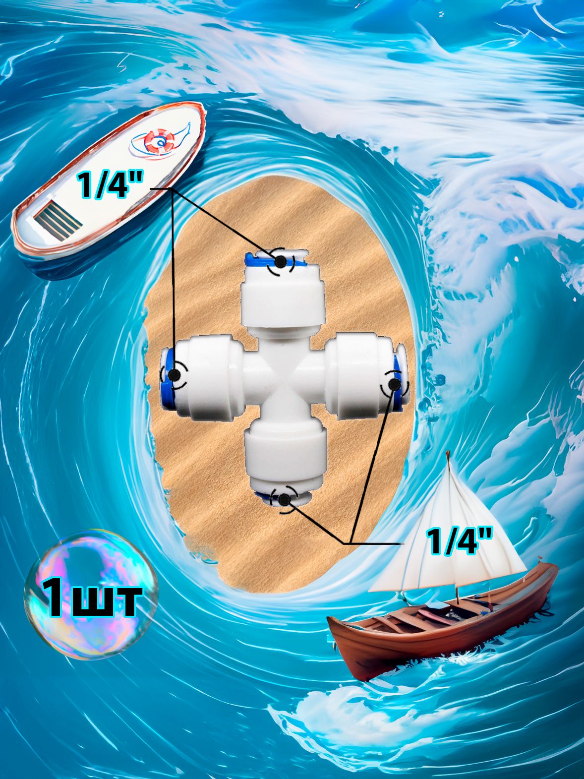 Фитинг крестовина X-образная 1/4