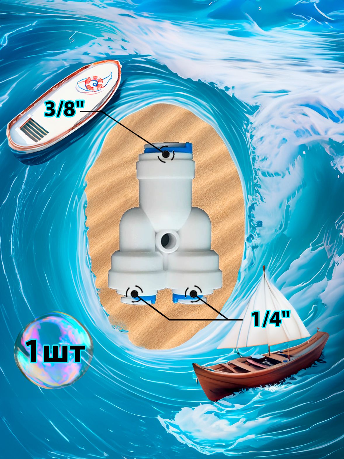 Фитинг тройник Y-образный 1/4