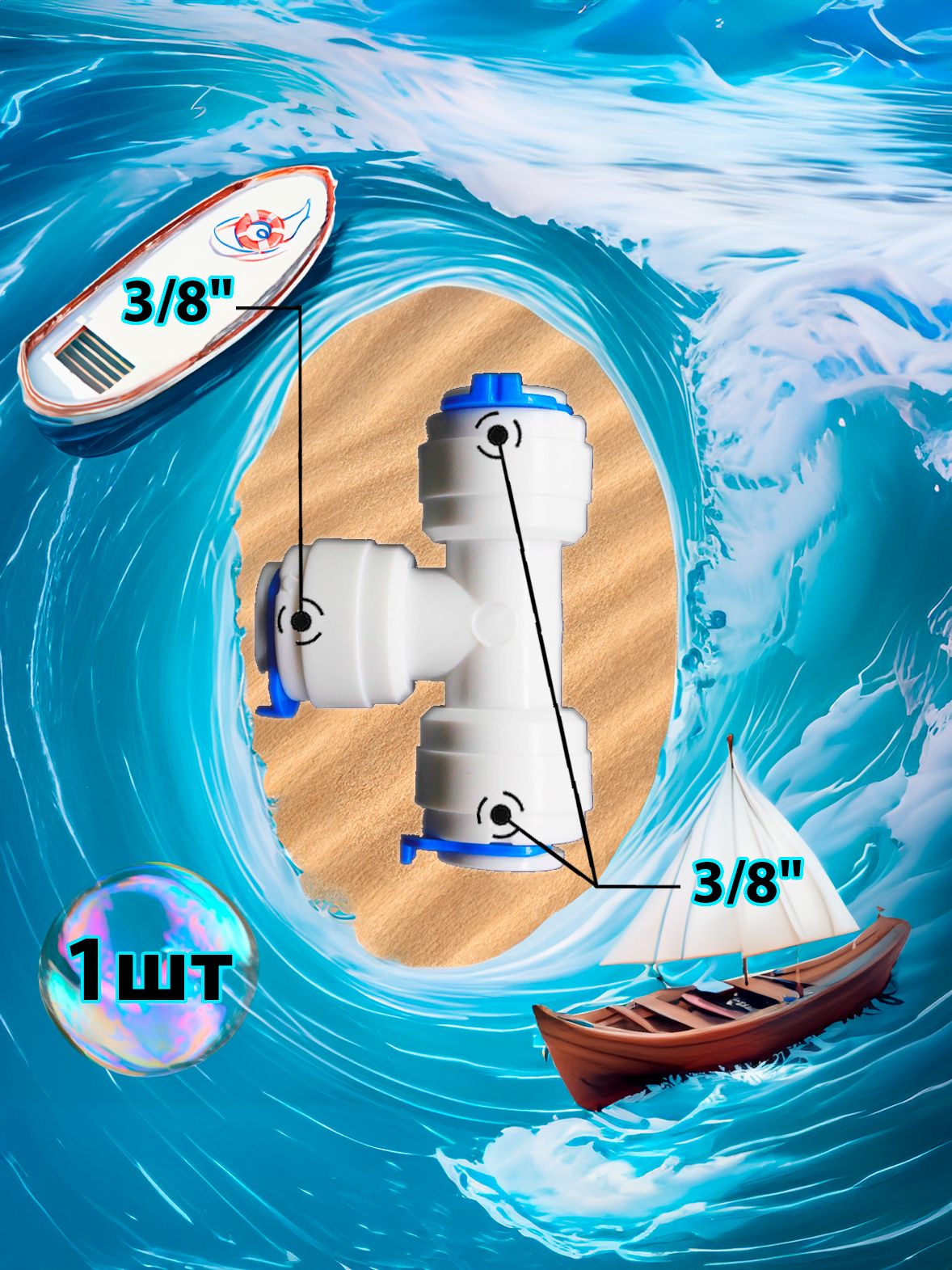 Фитинг тройник T-образный 3/8