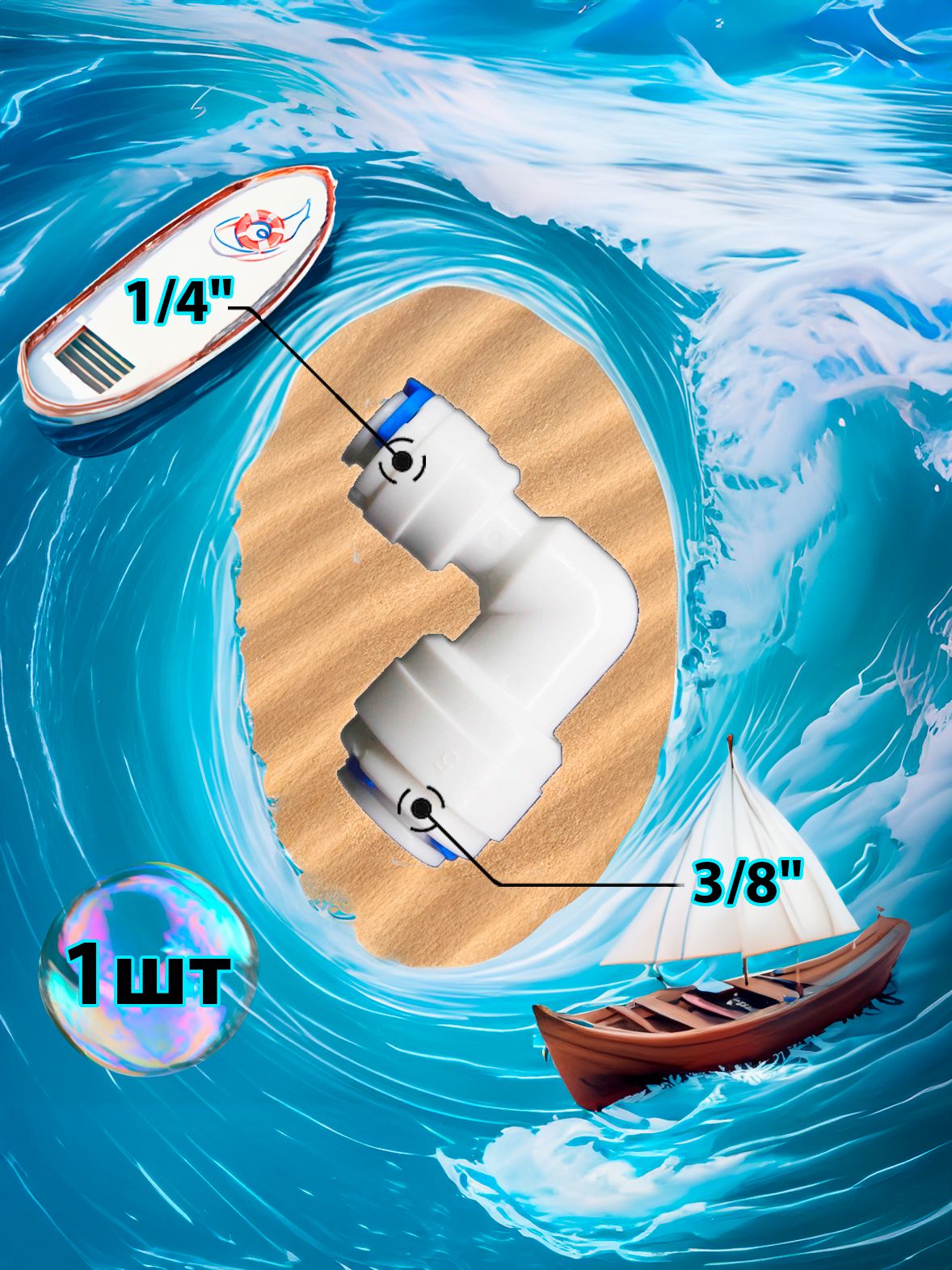 Фитинг переходник Г-образный 1/4