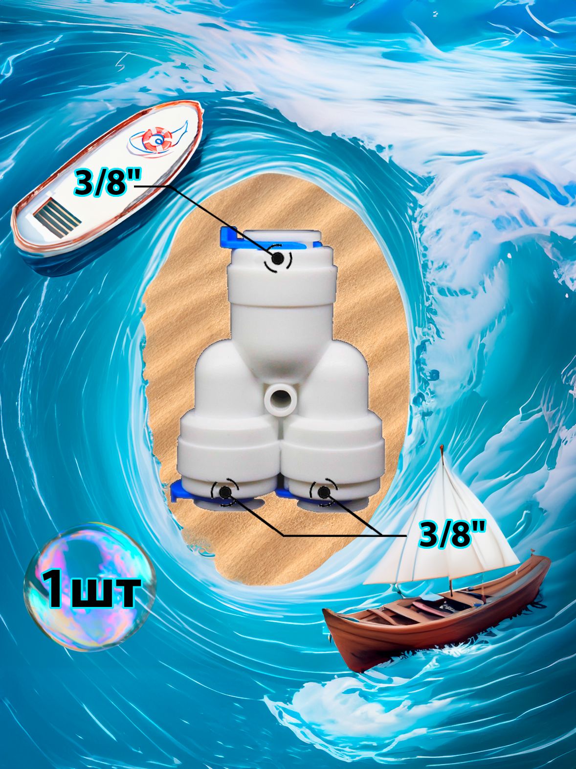 Фитинг тройник Y-образный 3/8