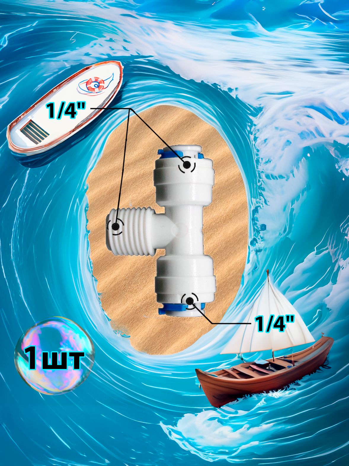 Фитинг тройник Т-образный 1/4