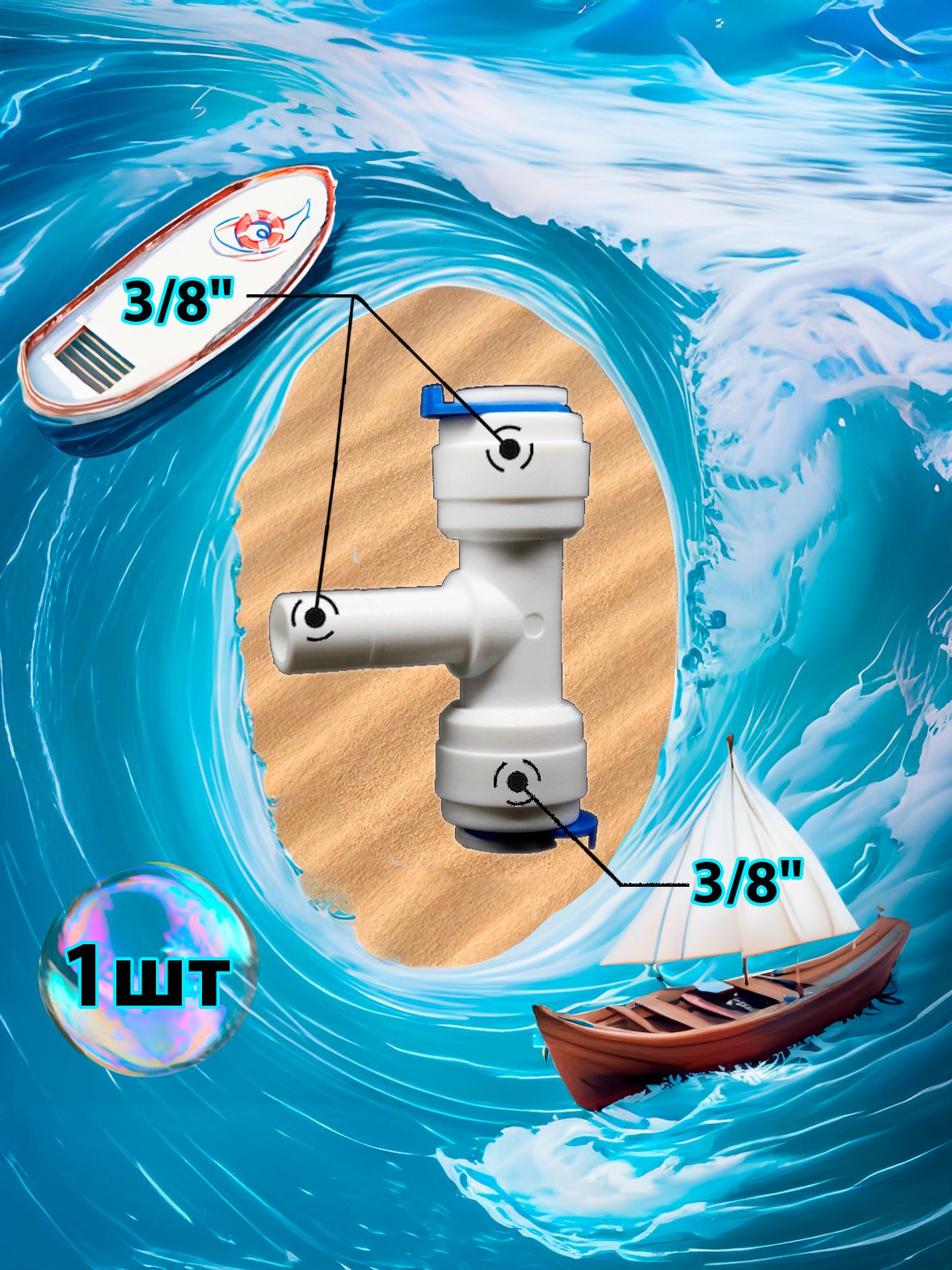 Фитинг тройник Т-образный 3/8