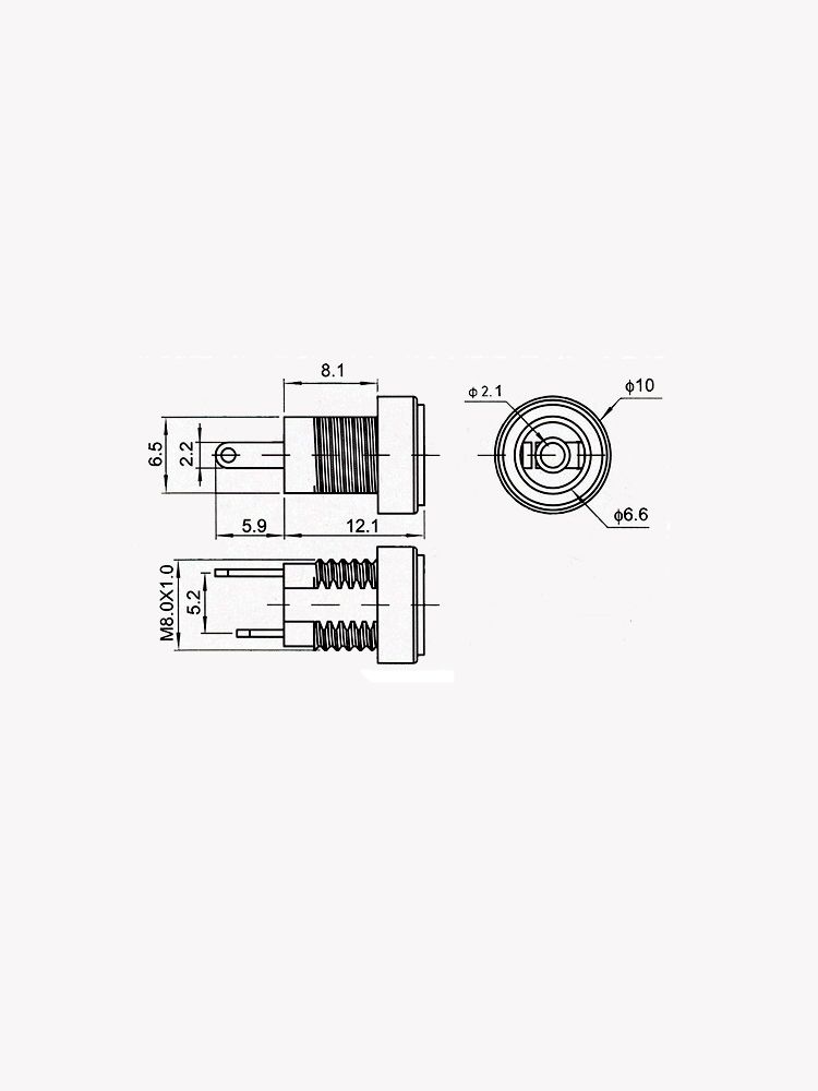 Разъем питания гнездо DC022B 5.5 x 2.1 12VDC/5A под пайку картинка №2