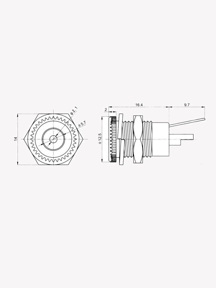 Разъем питания гнездо DC099 5.5 x 2.1 12VDC/12A под пайку картинка №2