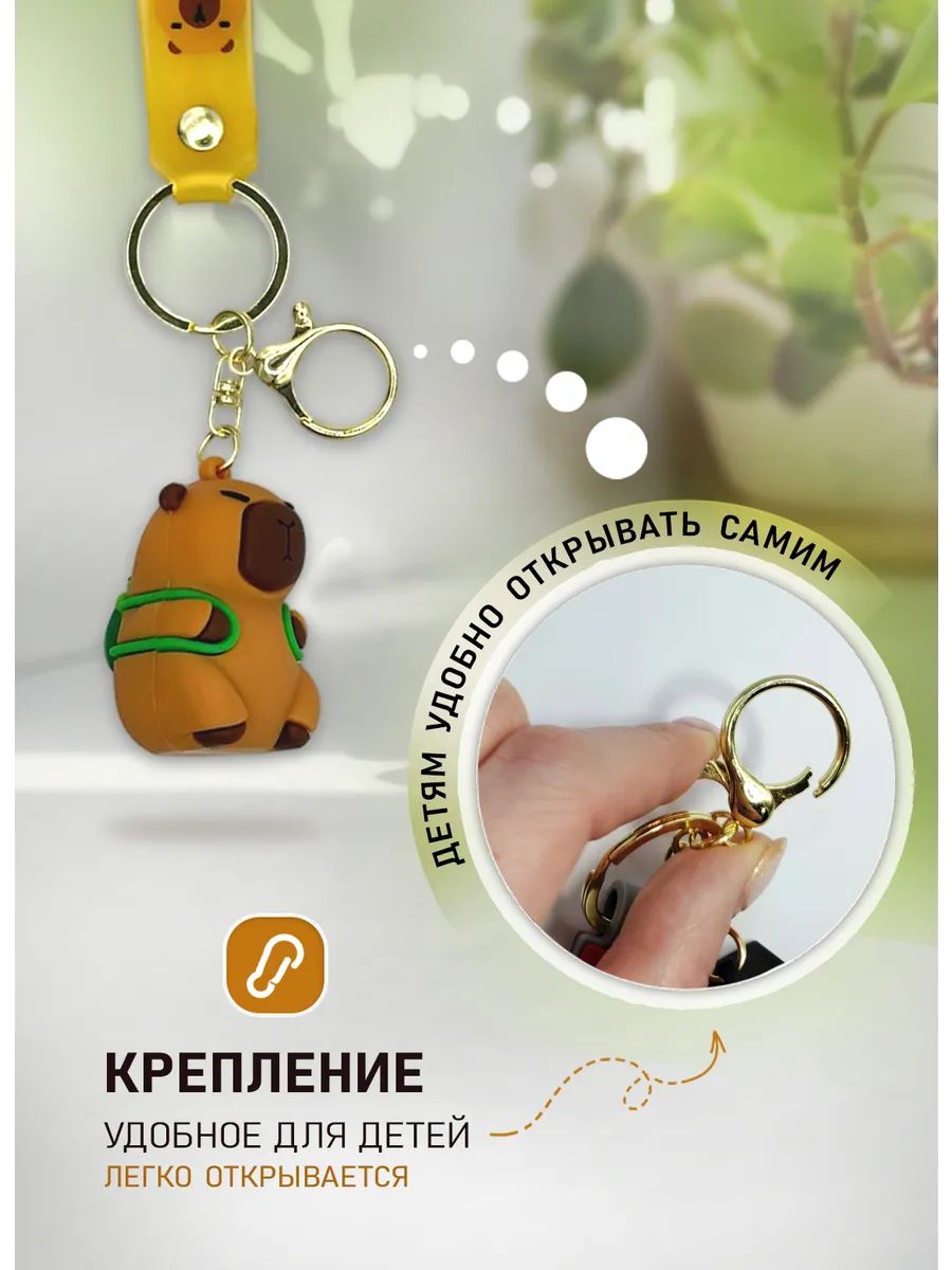 Брелок Капибара с рюкзаком-черепашкой для ключей, сумки картинка №4