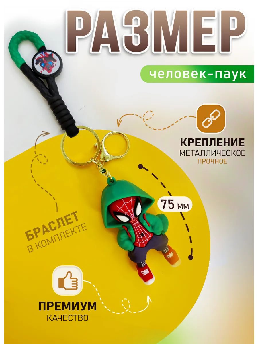 Брелок Спайдермен для ключей сумки, телефона бирюзовый картинка №2