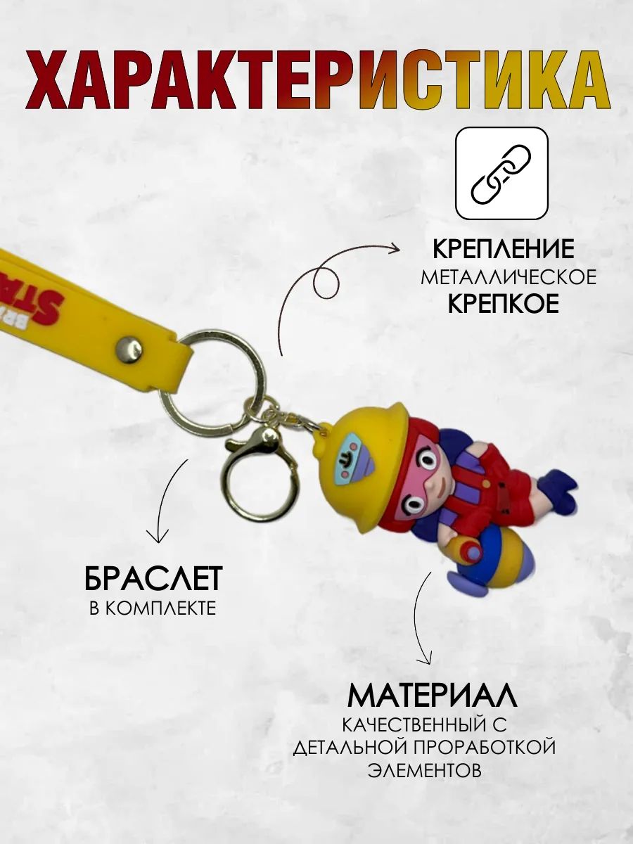 Брелок Brawl Stars подвеска Джеки для ключей, сумки картинка №4
