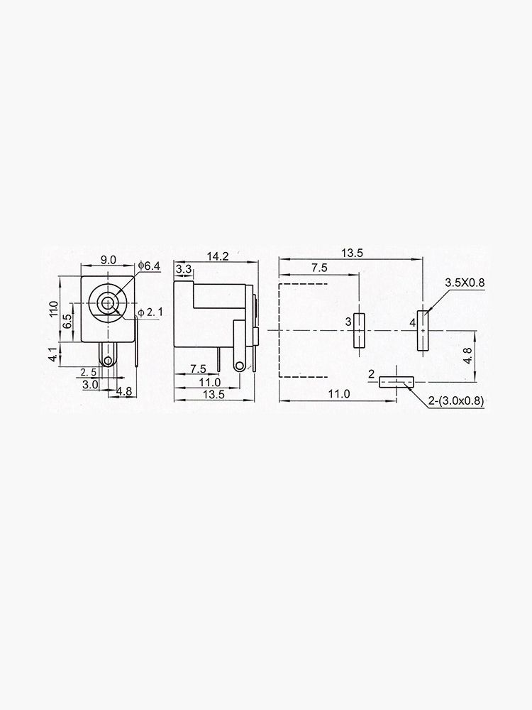 Разъем питания гнездо DC005 5.5 x 2.1 12VDC/2.5A под пайку картинка №2